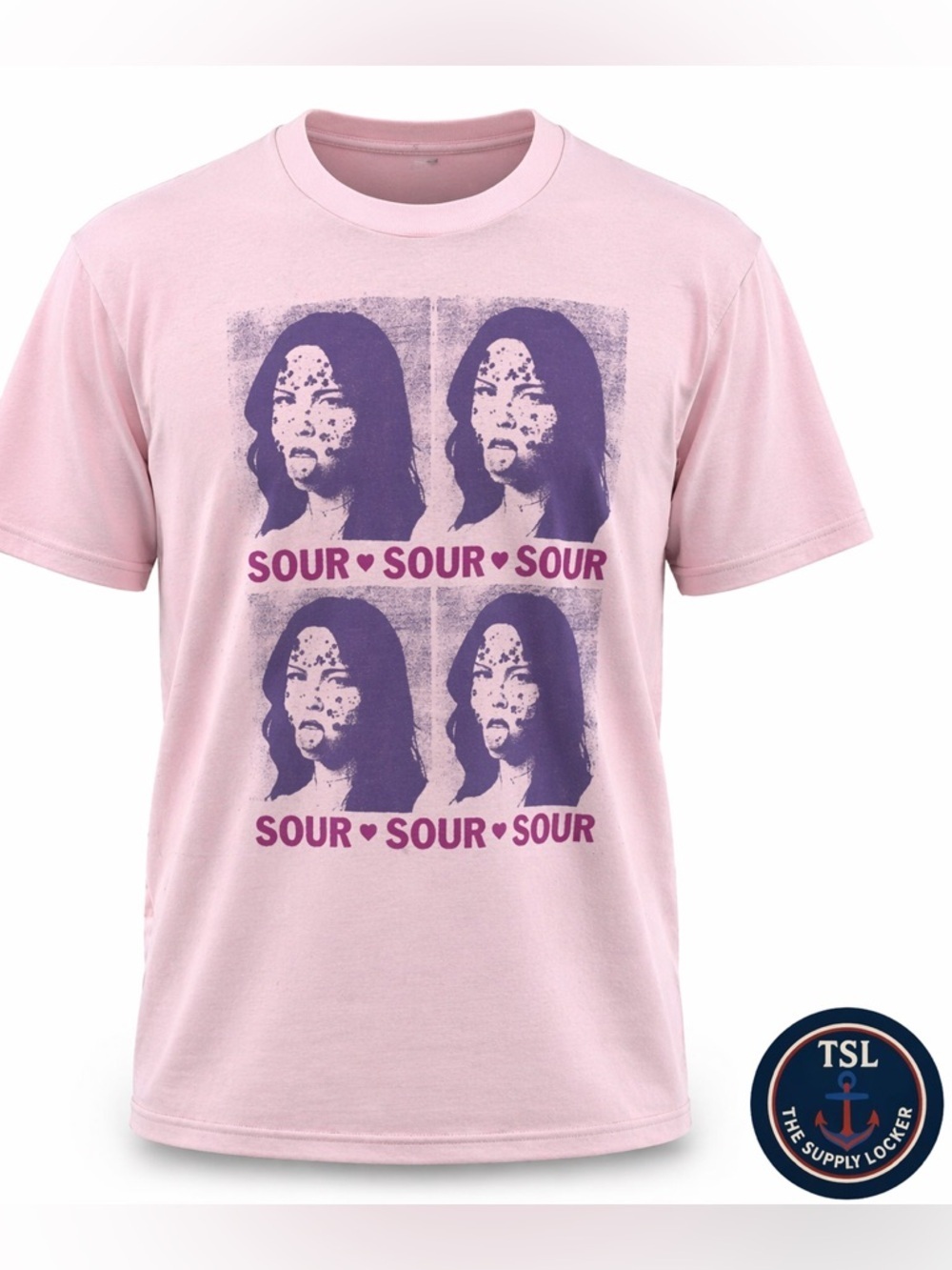 OK Sour Graphic T-Shirt Pink Large Women Short Sleeve Cotton Tee Olivia Rodrigo